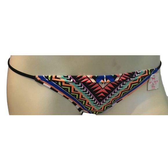 Victoria's Secret PINK Aztec Tribal Geo String Sides Swim Bottom S - Picture 1 of 2
